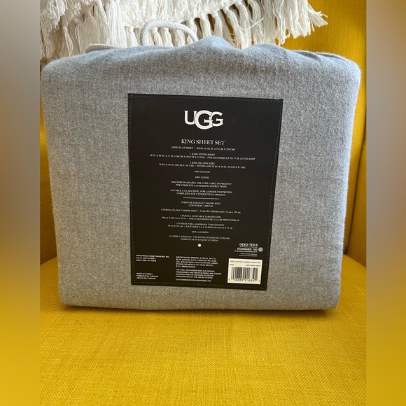 NEW UGG King Flannel Grey Sheet Set 100% Cotton - Picture 2 of 4